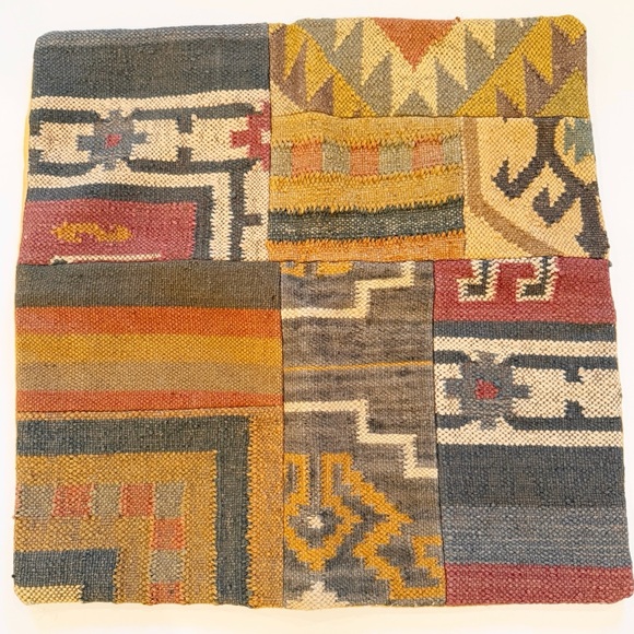 Handmade 24”x24” Turkish Kilim Patchwork Pillow Covers - Picture 11 of 12